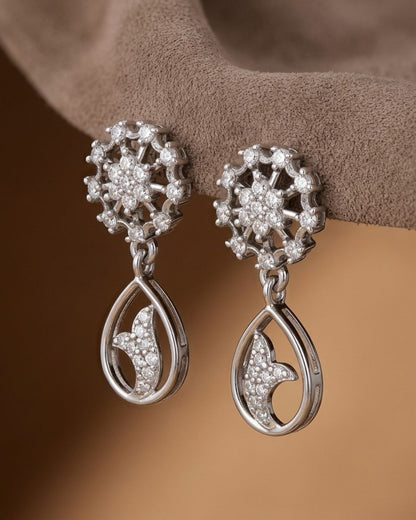 Silver Finish American Diamond Stud Earrings for Women