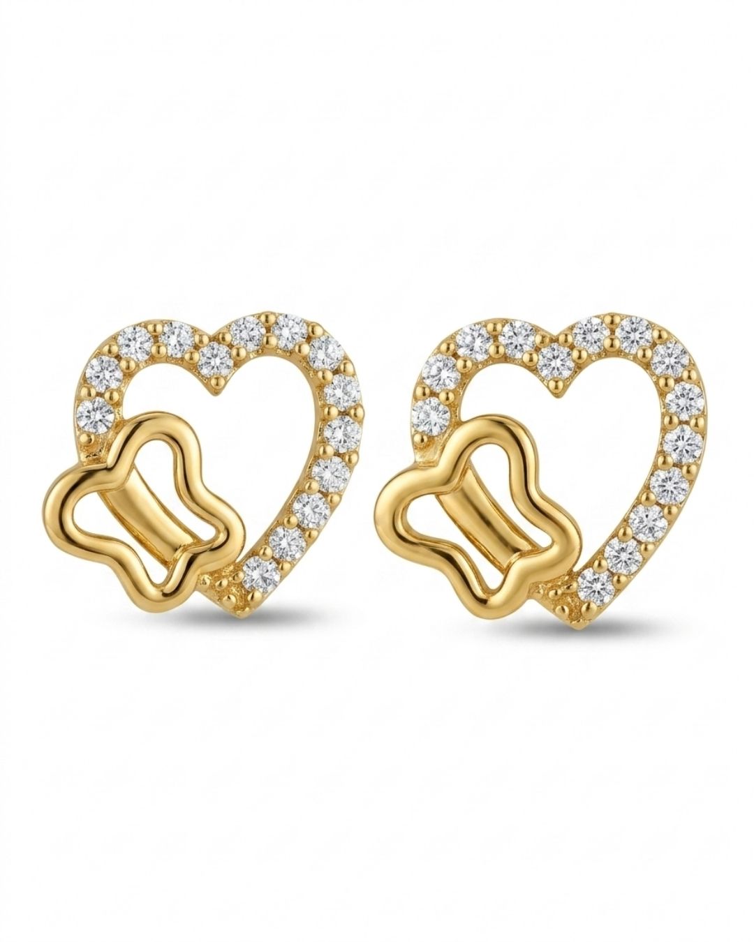Heart & Butterfly Gold Finish AD Pendant Set