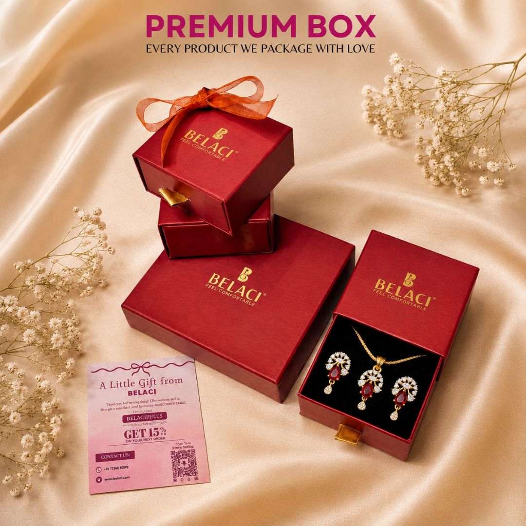 Ruby Bloom Gold Finish AD Pendant Set