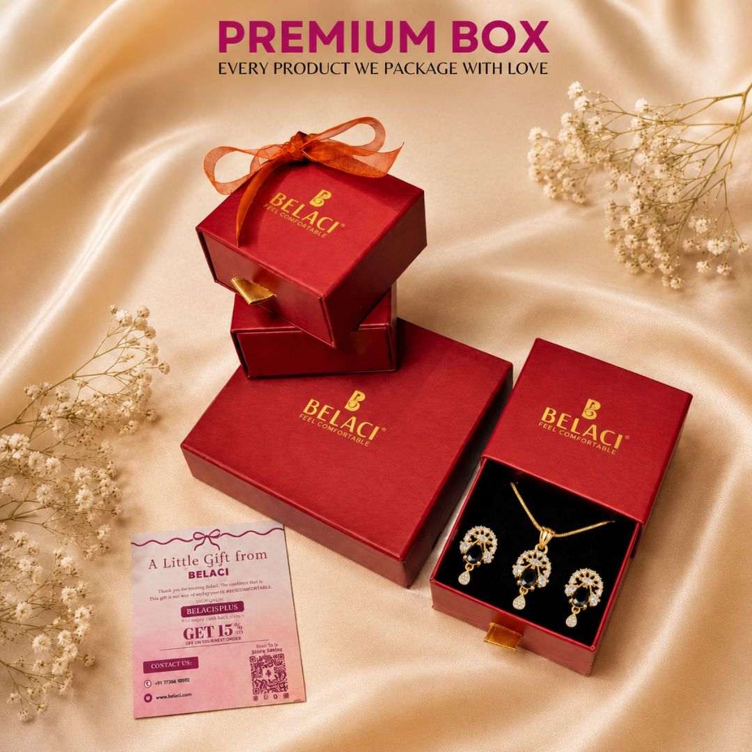 Midnight Bloom Gold Finish Designer Pendant Set