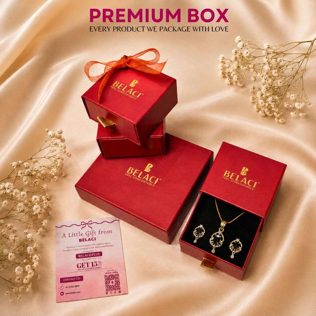 Midnight Majesty Gold Finish Office Wear Pendant Set