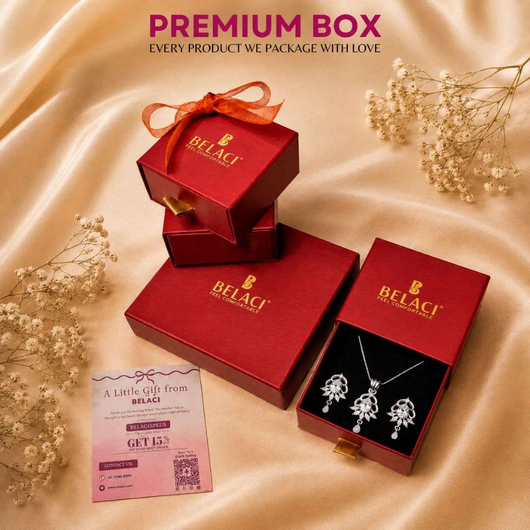 Crystal Glow Silver Finish AD Pendant Set