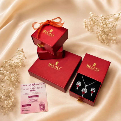 Ruby Bloom Silver Finish Office Wear Pendant Set
