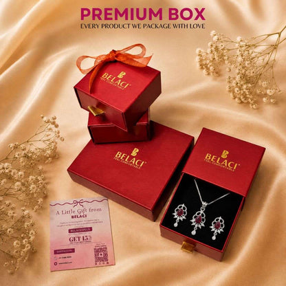 Ruby Elegance Silver Finish AD Pendant Set