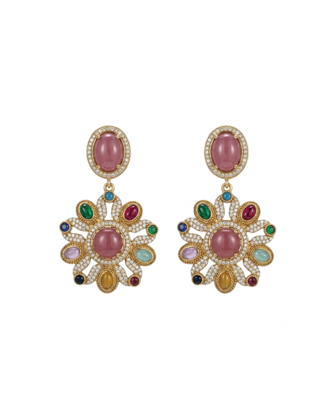 Sabyasachi Inspired Pink Turkish Pota Necklace Set