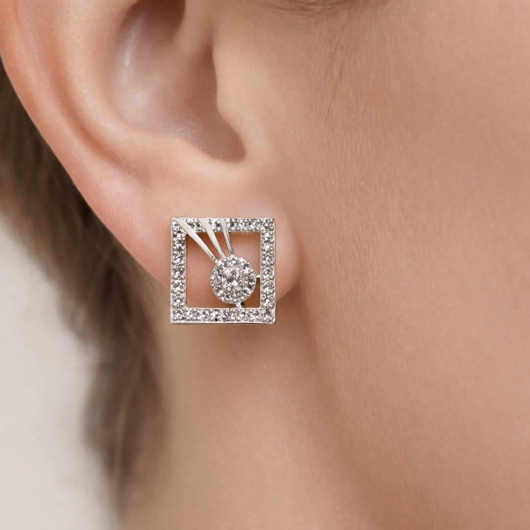 Belaci AD Gold Square Diamond Cufflinks Studs for Women