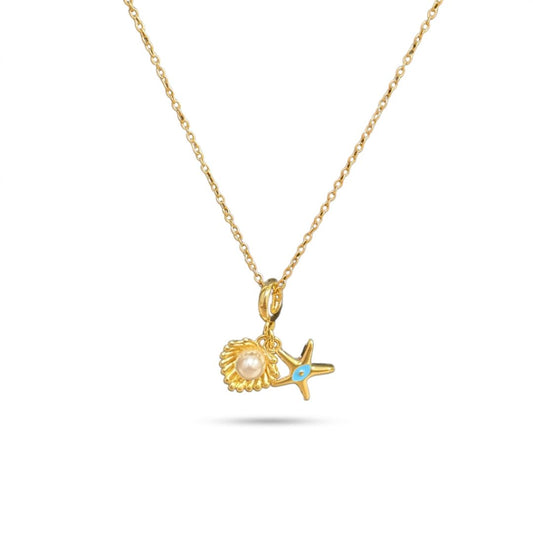Gold-Plated Dual Charm Necklace – Coastal Elegance