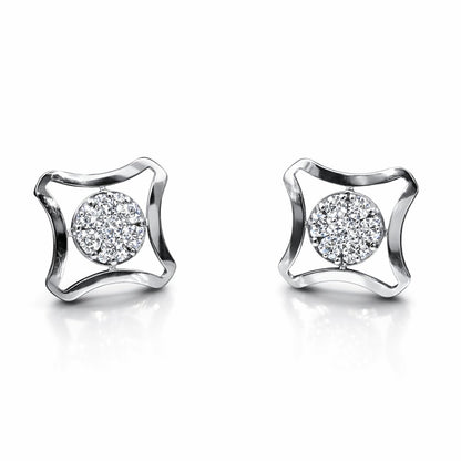 Pair of silver AD Earrings for Women with diamond-like stones on a white background