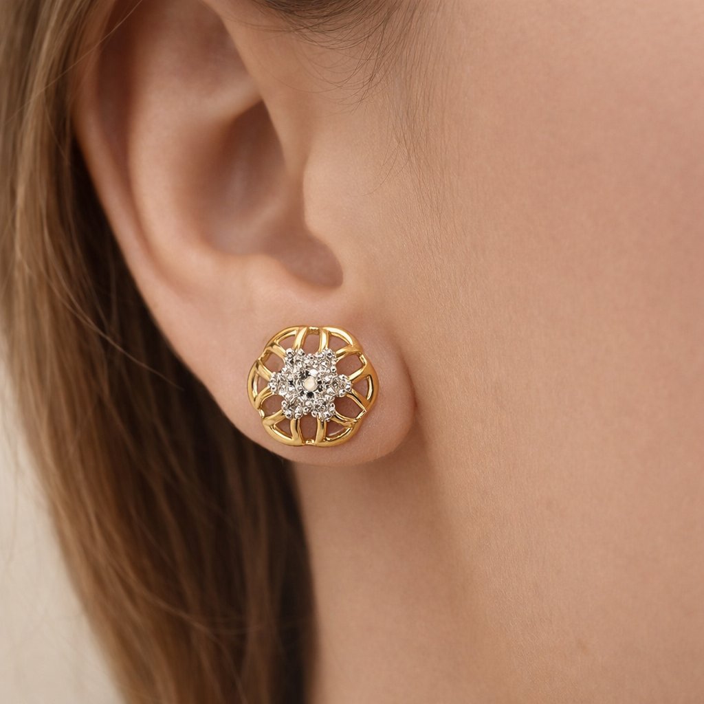 Gold and diamond AD Earrings for Women on a white background
