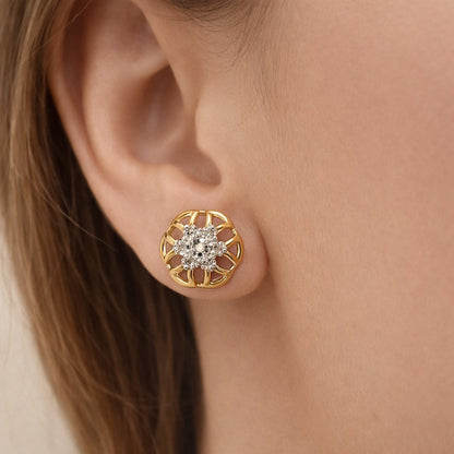 Gold and diamond AD Earrings for Women on a white background