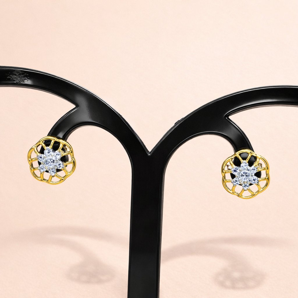 Gold and diamond AD Earrings for Women on a white background