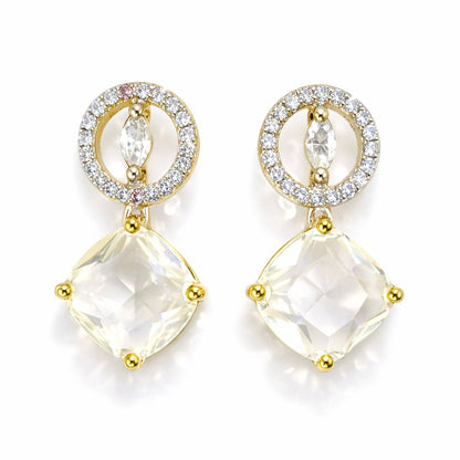 Gold and clear crystal AD Earrings for Women on a white background