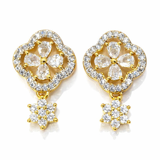 Gold and diamond AD Earrings for Women on a white background