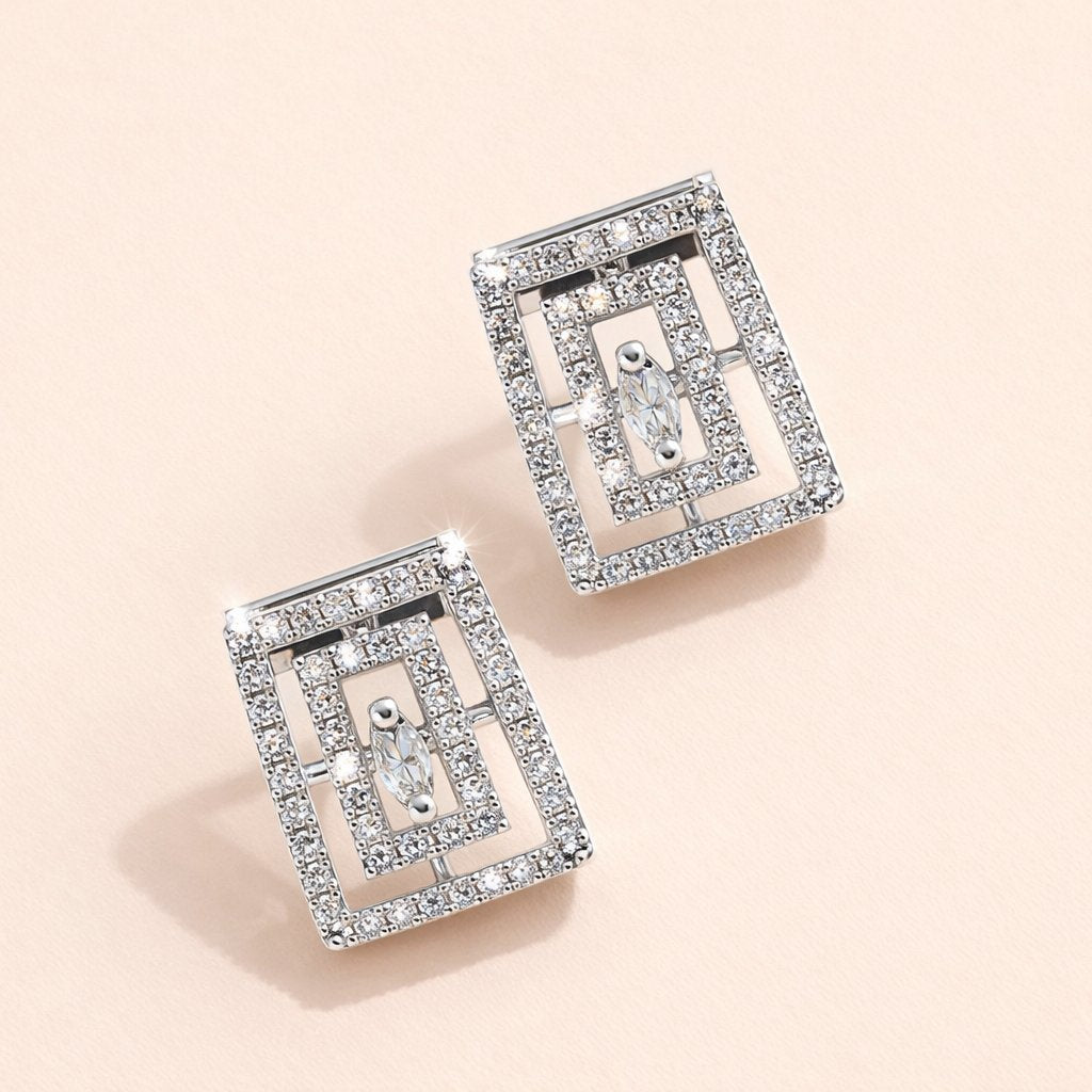Pair of diamond AD Earrings for Women on a white background