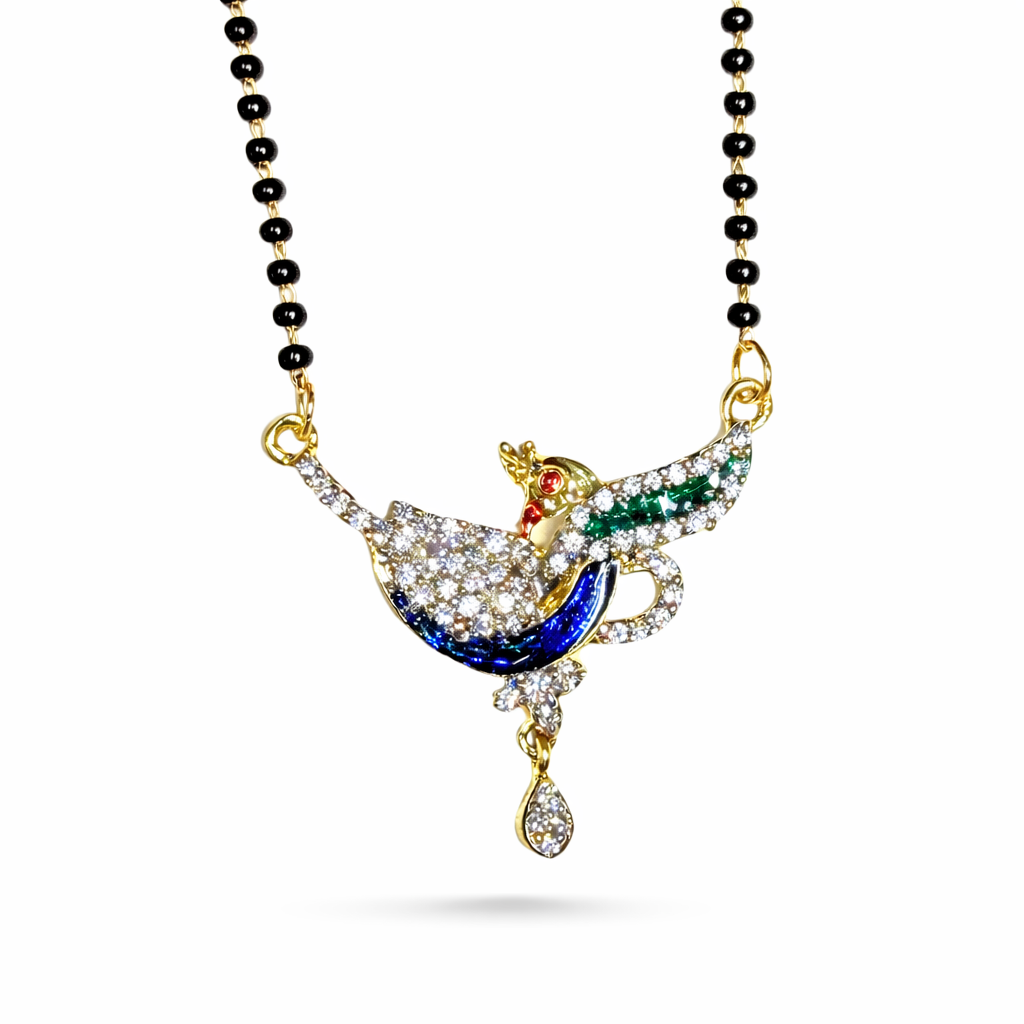 BELACI - Peacock Mangalsutra Set with Matching Earrings for Women