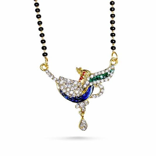 BELACI - Peacock Mangalsutra Set with Matching Earrings for Women