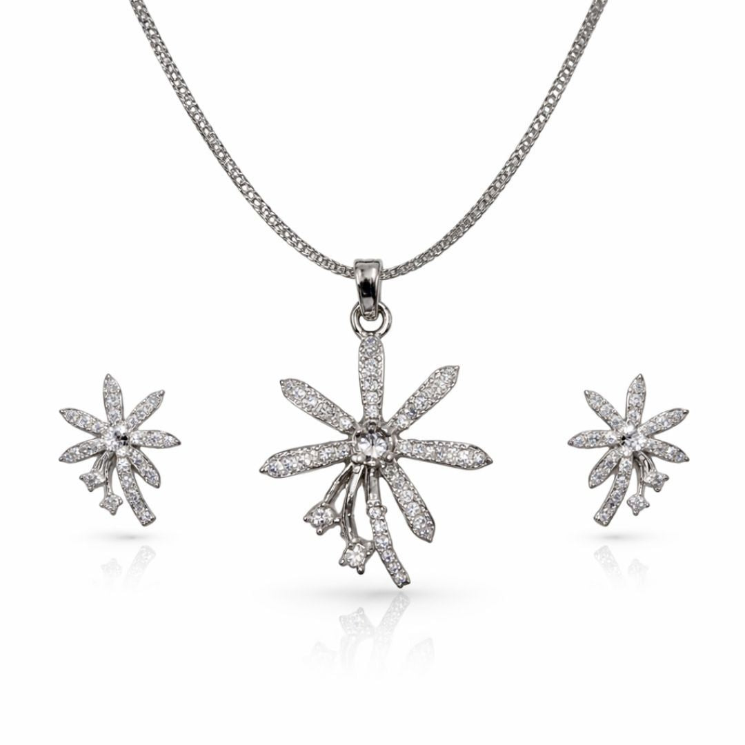 Floral Pendant Necklace with Matching Earrings
