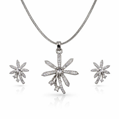 Floral Pendant Necklace with Matching Earrings