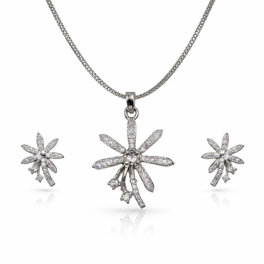 Floral Pendant Necklace with Matching Earrings