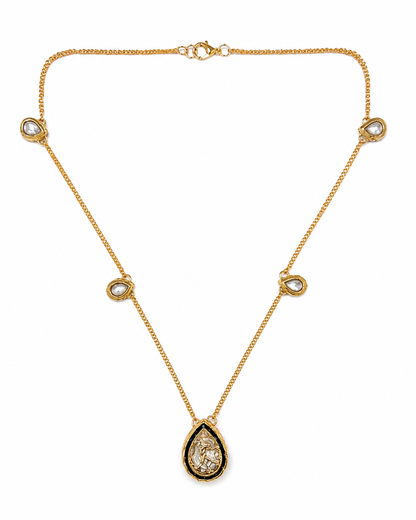 Designer Kundan Meenakari Pendant Set with Earrings